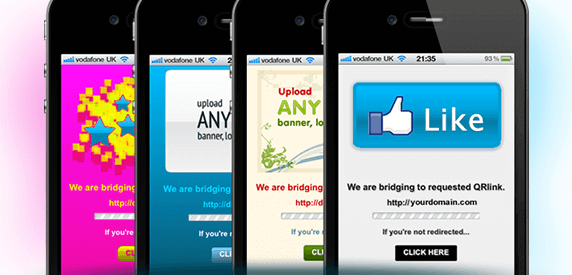 Dynamic QR code bridge redirecting page